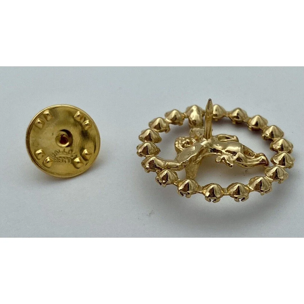 VTG Ballou Reg’d Guardian Angel/Cherub Gold Tone & Red Rhinestone Lapel Tack Pin
